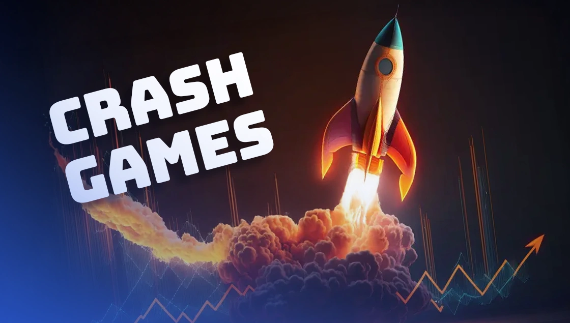 Pocket52 crash games category card with rocket visual